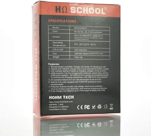 الجديد في 2019 شاحن بطارية محمول Hohm Tech Hohm School 2 Bay مع ميزة الكشف التلقائي عن البطارية Ni-MH Ni-Cd A AA AAA SC، Li-ion 18650 21700 20700 26650 26500 22650 18490 17670 والمزيد in Saudi Arabia