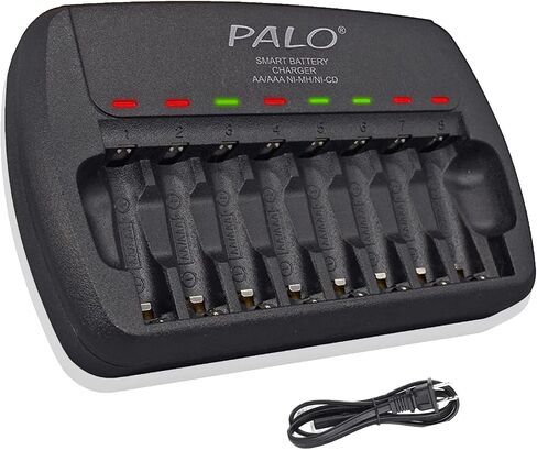 8 Bay AA AAA Battery Charger Independent Slot for 1.2V Double A and Triple A Ni-MH Rechargeable Batteries in Saudi Arabia
