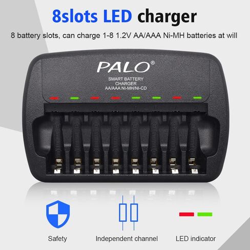 8 Bay AA AAA Battery Charger Independent Slot for 1.2V Double A and Triple A Ni-MH Rechargeable Batteries in Saudi Arabia