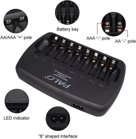 8 Bay AA AAA Battery Charger Independent Slot for 1.2V Double A and Triple A Ni-MH Rechargeable Batteries in Saudi Arabia
