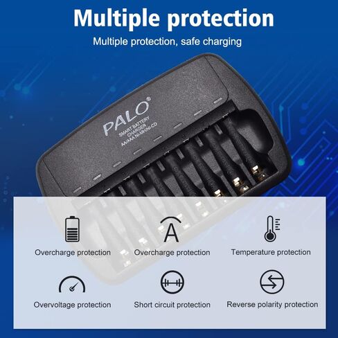 8 Bay AA AAA Battery Charger Independent Slot for 1.2V Double A and Triple A Ni-MH Rechargeable Batteries in Saudi Arabia