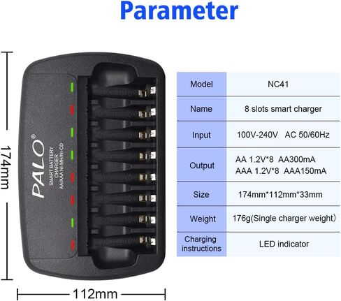 8 Bay AA AAA Battery Charger Independent Slot for 1.2V Double A and Triple A Ni-MH Rechargeable Batteries in Saudi Arabia