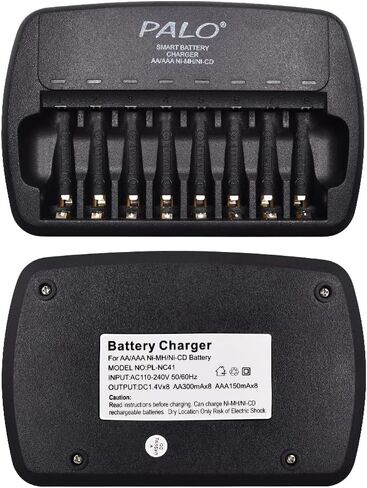 8 Bay AA AAA Battery Charger Independent Slot for 1.2V Double A and Triple A Ni-MH Rechargeable Batteries in Saudi Arabia