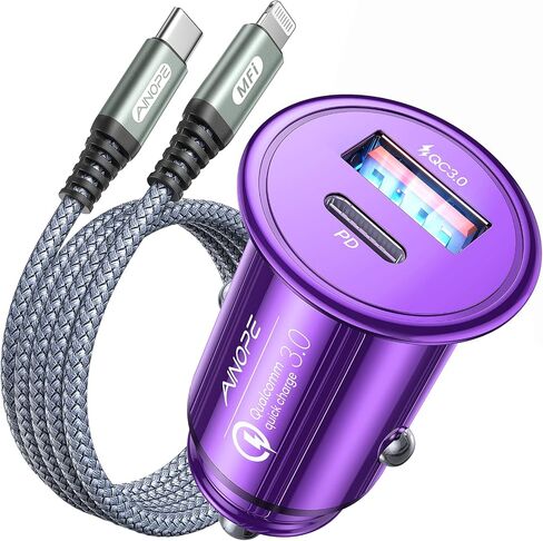AINOPE for【معتمد من Apple MFi】 شاحن سيارة iPhone 67.5 وات شحن سريع ولاعة سجائر USB، محول شاحن سيارة USB C صغير لهاتف iPhone 16 Pro Max/15 Pro Max/14 Pro Max/13/12، أسود in Saudi Arabia