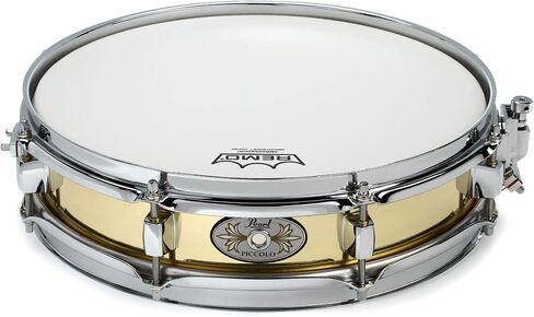 Pearl 13"x3" Brass Piccolo Snare Drum with Fat, Cracking Brass Shell Tone; Features 1mm Polished Brass Shell, 1.6mm Triple-Flanged Hoops, 8x dual Tension Lugs, and smooth SR018 Snare Strainer. in Kuwait