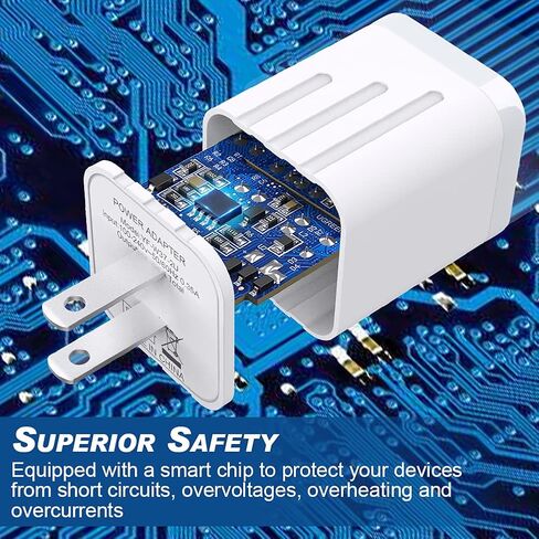 USB Wall Charger, [MFi Certified] iPhone Charger Lightning Cable 6FT(4PACK) Fast Charging Data Sync Cords Dual Port USB Plug Compatible with iPhone 12/mini/Pro/Max/11/Pro/Xs/XR/X/8/7/Plus in Saudi Arabia