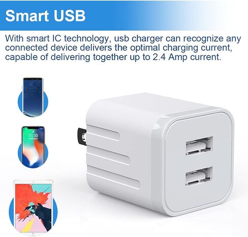 USB Wall Charger, [MFi Certified] iPhone Charger Lightning Cable 6FT(4PACK) Fast Charging Data Sync Cords Dual Port USB Plug Compatible with iPhone 12/mini/Pro/Max/11/Pro/Xs/XR/X/8/7/Plus in Saudi Arabia