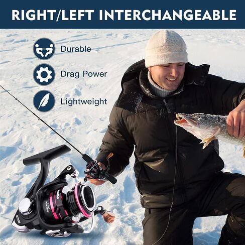 Goture Ice Fishing rod Twin Tip, 27"/32" Ice Spinning Rods, 2 Different Action Tips in One Rod, Medium/Medium Light, High Visibility Ice Rod with EVA Handle, 2 Different Models-Graphite in Saudi Arabia
