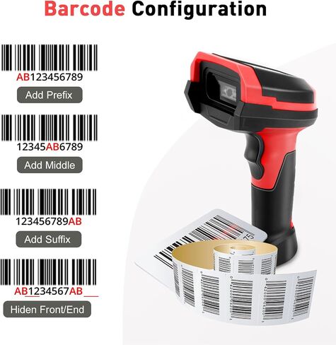 Barcode Scanner Wireless, 1D CCD Automatic Bar Code Scanner with Display Screen, Rechargeable Handhold Barcode Reader with 2.4G Receiver & USB Wired Plug and Play (Green) in Saudi Arabia