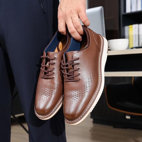 Men's Dress Oxford Shoes Wingtip Casual Business Shoes Comfortable Office Shoes Formal Work Lace Up Shoes in Saudi Arabia