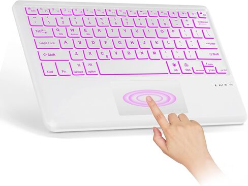 D DINGRICH Wireless Touchpad Keyboard - Multi-Touch Trackpad, Ultra-Slim, 7 Color Backlit, Universal Rechargeable Bluetooth Keyboard for iOS iPhone/iPad, Samsung Android Tablet, Windows, Smartphone in Saudi Arabia