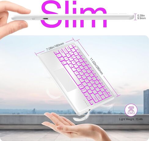 D DINGRICH Wireless Touchpad Keyboard - Multi-Touch Trackpad, Ultra-Slim, 7 Color Backlit, Universal Rechargeable Bluetooth Keyboard for iOS iPhone/iPad, Samsung Android Tablet, Windows, Smartphone in Saudi Arabia