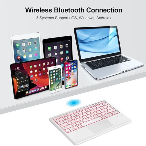D DINGRICH Wireless Touchpad Keyboard - Multi-Touch Trackpad, Ultra-Slim, 7 Color Backlit, Universal Rechargeable Bluetooth Keyboard for iOS iPhone/iPad, Samsung Android Tablet, Windows, Smartphone in Saudi Arabia