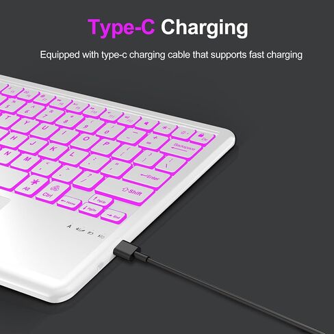 D DINGRICH Wireless Touchpad Keyboard - Multi-Touch Trackpad, Ultra-Slim, 7 Color Backlit, Universal Rechargeable Bluetooth Keyboard for iOS iPhone/iPad, Samsung Android Tablet, Windows, Smartphone in Saudi Arabia