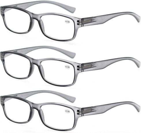 MODFANS 3 Pack Plastic Frame Spring Hinges Reading Glasses Vintage Quality Comfort for Men and Women +1.00 in Kuwait