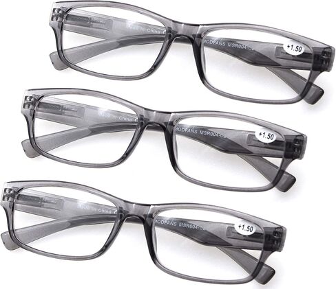 MODFANS 3 Pack Plastic Frame Spring Hinges Reading Glasses Vintage Quality Comfort for Men and Women +1.00 in Kuwait