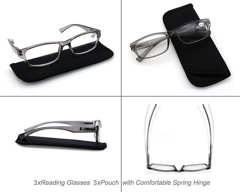 MODFANS 3 Pack Plastic Frame Spring Hinges Reading Glasses Vintage Quality Comfort for Men and Women +1.00 in Kuwait
