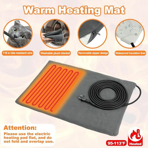Insulated Heated Outdoor Cat House Waterproof Cat House Outside,Large Feral Cat Houses for Winter with Thermostatically Heating Mat for Several Cats Heating House in Saudi Arabia