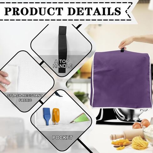Coldinair Purple Stand Mixer Cover Compatible with 6-8 Quart,Dust Cover with Pockets for Kitchen Aid Mixer in Saudi Arabia