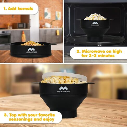 The Original Mindful Design Microwave Popcorn Popper - Silicone Bowl, BPA-Free & Dishwasher Safe (Red) in Saudi Arabia