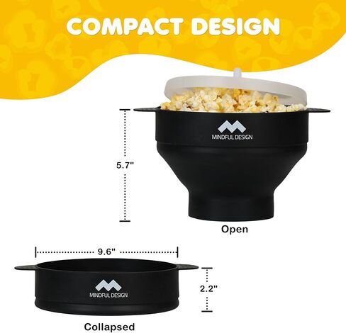 The Original Mindful Design Microwave Popcorn Popper - Silicone Bowl, BPA-Free & Dishwasher Safe (Red) in Saudi Arabia