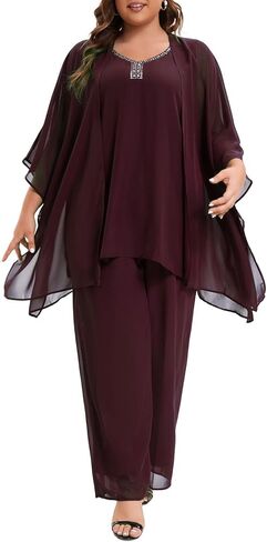 بالإضافة إلى حجم الدعاوى بانت أم العروس 3 قطعة حزب الشيفون مجموعات اليدوية الترتر الزفاف ضيف الزي in Kuwait