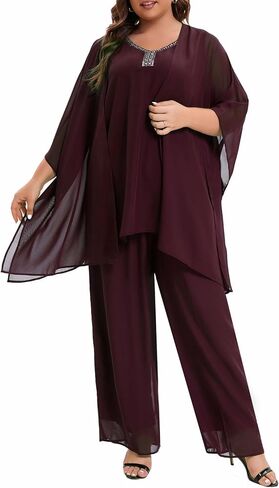 بالإضافة إلى حجم الدعاوى بانت أم العروس 3 قطعة حزب الشيفون مجموعات اليدوية الترتر الزفاف ضيف الزي in Kuwait