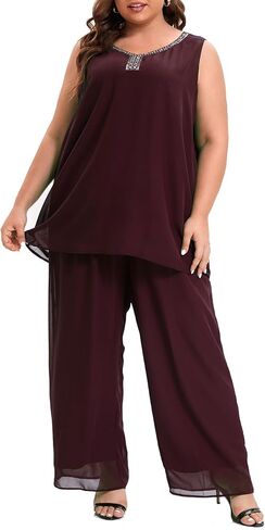 بالإضافة إلى حجم الدعاوى بانت أم العروس 3 قطعة حزب الشيفون مجموعات اليدوية الترتر الزفاف ضيف الزي in Kuwait