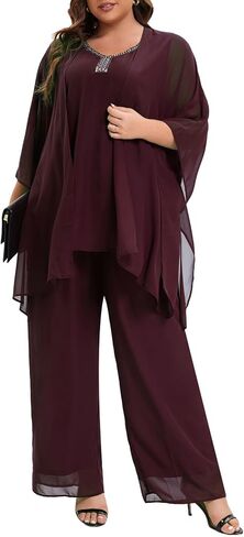 بالإضافة إلى حجم الدعاوى بانت أم العروس 3 قطعة حزب الشيفون مجموعات اليدوية الترتر الزفاف ضيف الزي in Kuwait