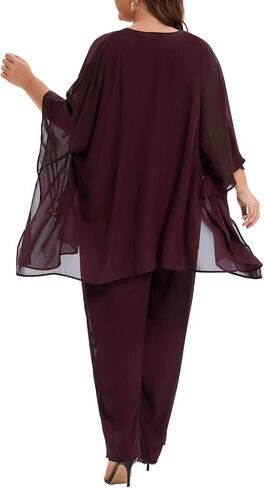 بالإضافة إلى حجم الدعاوى بانت أم العروس 3 قطعة حزب الشيفون مجموعات اليدوية الترتر الزفاف ضيف الزي in Kuwait