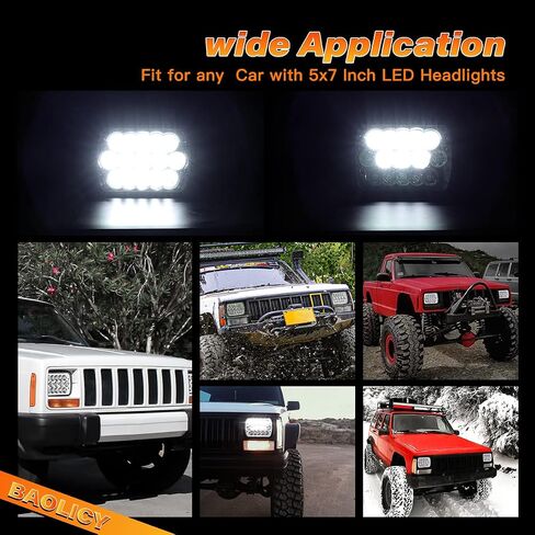 5x7 7x6 H6054 LED Headlights DOT Approved Hi/Low Sealed Beam H6052 H5054 Rectangular Head Light 2PCS 45W for XJ YJ MJ Toyota Tacoma Ford Probe Truck Van Sedans in Saudi Arabia