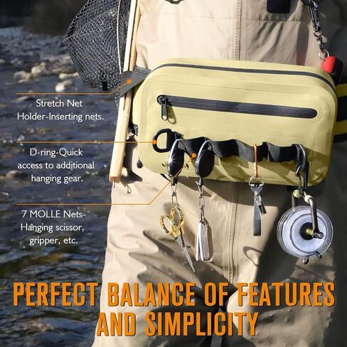 Dovesun Waterproof Fishing Fanny Pack for Men 3.3L Fly Fishing Bag Chest Pack with Airtight Zipper in Kuwait