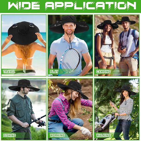 Berlune Men Sun Hat with 2 Solar Fan Fishing Hats Wide Brim Sun Hat for Outdoor Summer Camping Beach, USB & Solar Powered in Saudi Arabia