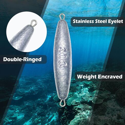 Trolling Weights Inline Fishing Weights Sinkers Double Ringed Weights for Saltwater Freshwater Fishing Get Lures Deeper 1oz to 5oz in Saudi Arabia