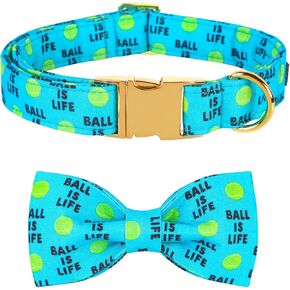 Lionet Paws Dog Collar with Bowtie - Summer Cute Cotton Adjustable Bowtie Dog Cat Collar with Metal Buckle for Puppy Girl Boy Gift, XXS, Neck 7-11in
