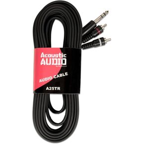 Acoustic Audio A25TR 25 Foot Dual RCA to TRS 1/4" Jack Pro Audio Cable