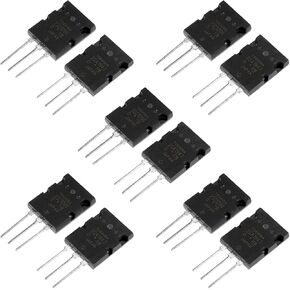YWBL-WH Audio Power Transistor 5 Pair 2SA1943 2SC5200 High Power Amplifier Matched Audio Transistor Silicon Black