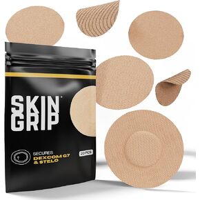 Skin Grip Adhesive Patches for Dexcom G7 CGM (20-Pack), Waterproof & Sweatproof for 10-14 Days, Pre-Cut Adhesive Tape, Continuous Glucose Monitor Protection (Chocolate)