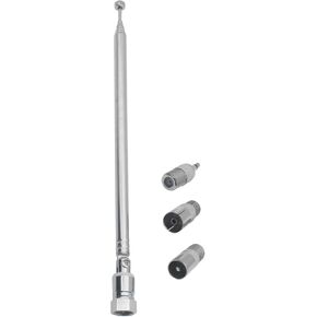 FDXGYH FM Radio Antenna FM Telescopic Antenna Indoor 50 Ohm F Type Male Plug Connector with 3 Pcs Adapter for TV AM FM Radio HiFi AV Stereo Receiver