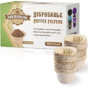 300 Count Disposable K Cup Filters, Coffee Filter Paper for Keurig Brewers Single Serve 1.0 and 2.0, Use with Resusable K Cup Pods (Unbleached Natural)