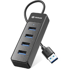 USB 3.0 Hub 4-Port, USB Extender with 5V USB C Power Port, USB Splitter USB Port Hub for Laptop, PC Car, PS4/5, Xbox, and More