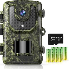 Trail Camera, 1296P Full HD 32MP Wildlife Camera with Night Vision 42pcs No Glow Infrared LED 0.2s Trigger Time Motion Activation 82FT Detection Distance IP66 Waterproof for Hunting Scouting