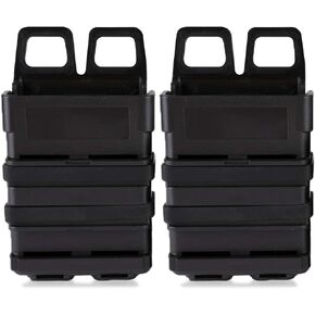 HOTX Tactical Fast Mag Pouch, Open-Top MOLLE Magazine Holster Mags Easy to Installation Molle System Vest (2Pcs C-Black)