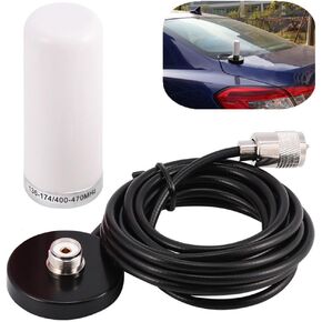 Zerone VHF/UHF Dual-Band Vehicle Mobile Radio Antenna with Magnetic Mount Base Cable for Car Two-Way Radio Walkie-Talkie(White)