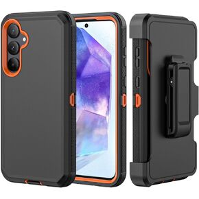 Phone Case for Samsung Galaxy A55 5G case,Heavy Duty Hard Shockproof Armor Protector Case Cover with Belt Clip Holster for Samsung A55 5G Phone Case (Black+Blue)