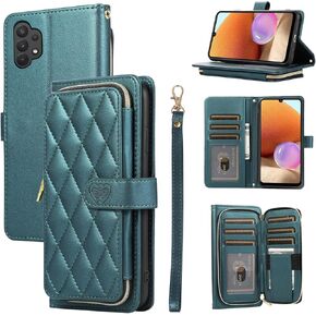 Wallet Case for Samsung Galaxy A34 5G with Detachable Wrist Strap, Crossbody Shoulder Strap, 9+ Card Slots Zipper Purse, Luxury PU Leather Stand Cell Phone Cover for A 34 34A Women Black