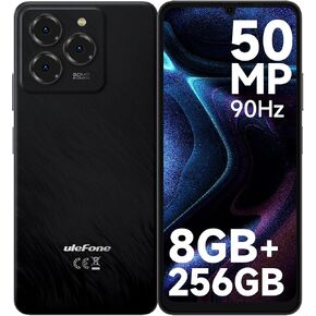 Ulefone Note 20 Pro Unlocked Cell Phones, Android 14 OS, Up to 8GB RAM+256GB ROM 1TB Extension, 6.75" HD+ 90Hz Screen 6000mAh Battery Smartphone, 50MP Main Camera, Octa Core 4G Dual SIM Phone Black