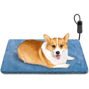 Electric Pet Heating Pad for Cats and Dogs,Adjustable Dog Cat Heating Pad with 6 Temp & 5 Timer,Waterproof Dog Heating Pad with Chew Resistant Cord,Pet Heating Pad for kittens & Puppy 18"*18"
