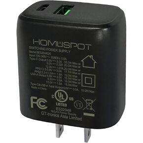 HomeSpot 20W Dual Port Type A + Type C PD Charger