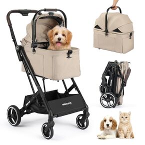 X2 Pet Stroller, Dog Stroller & Cat Stroller for Small Pets Under 33lbs, Equipped with Detachable & Foldable Carrier, Waterproof Pad & Sunshade Canopy